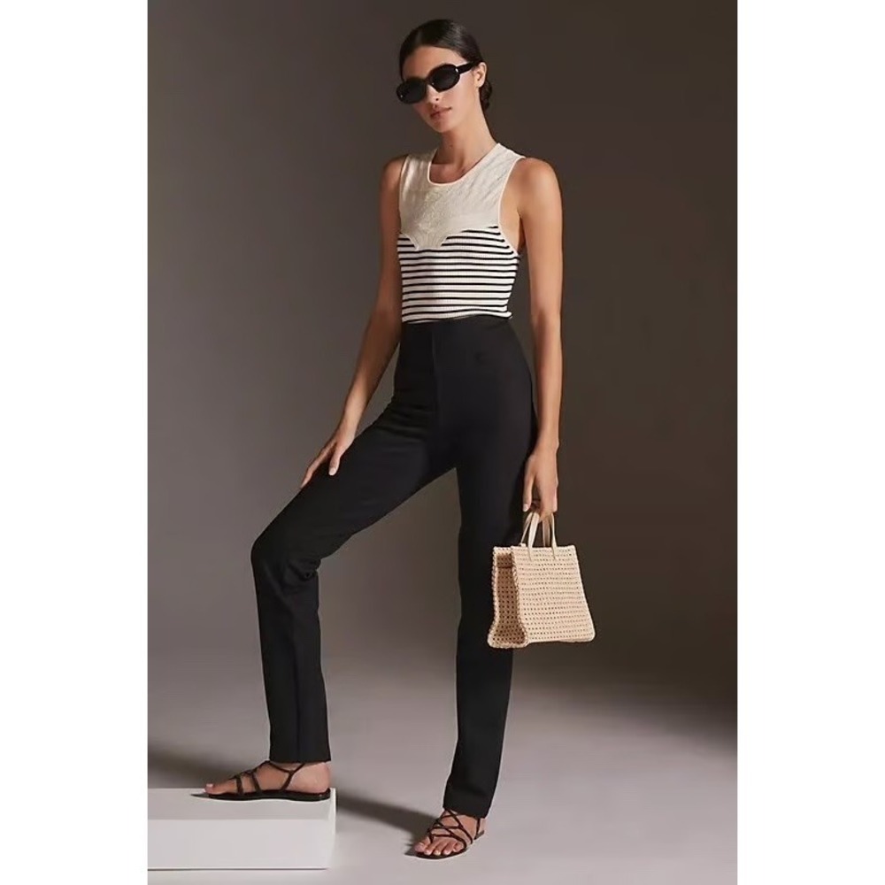 Maeve Dress Pants Womens Small Black Ponte Slim Straight Leg Pull On Pockets